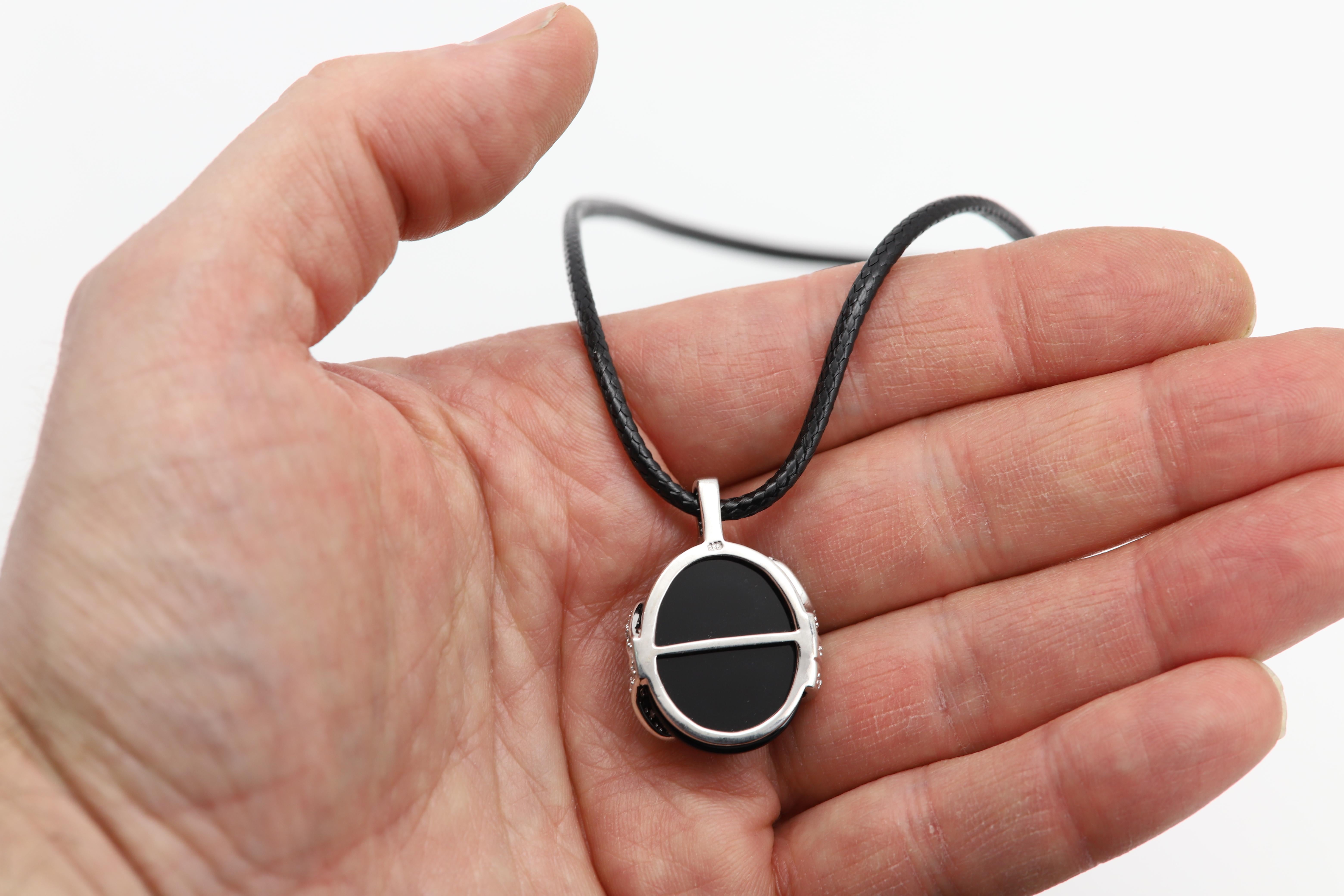 da uomo o donna Ciondolo in onice nero A. Silver 925 in vendita