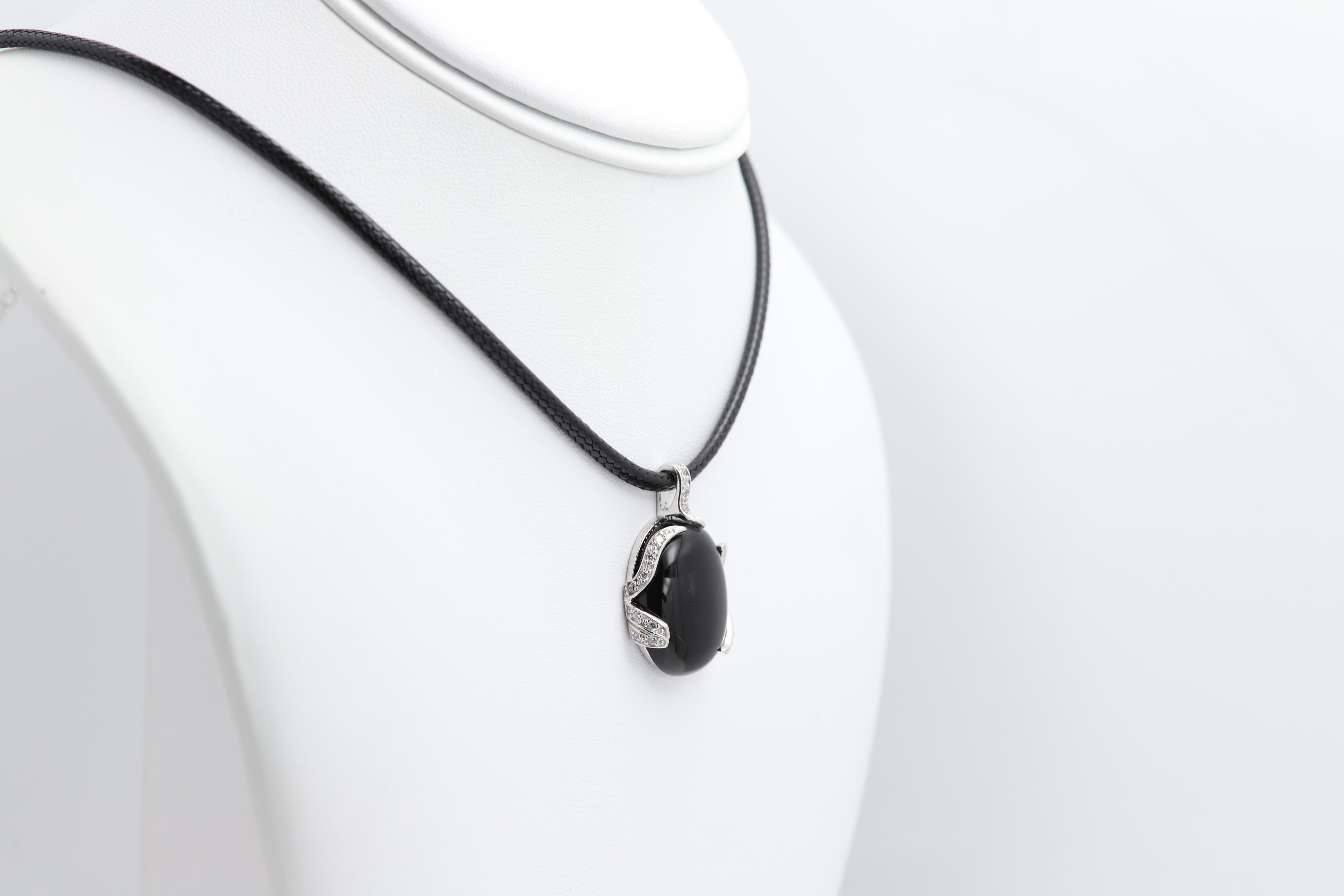 Ciondolo in onice nero A. Silver 925 in vendita 4