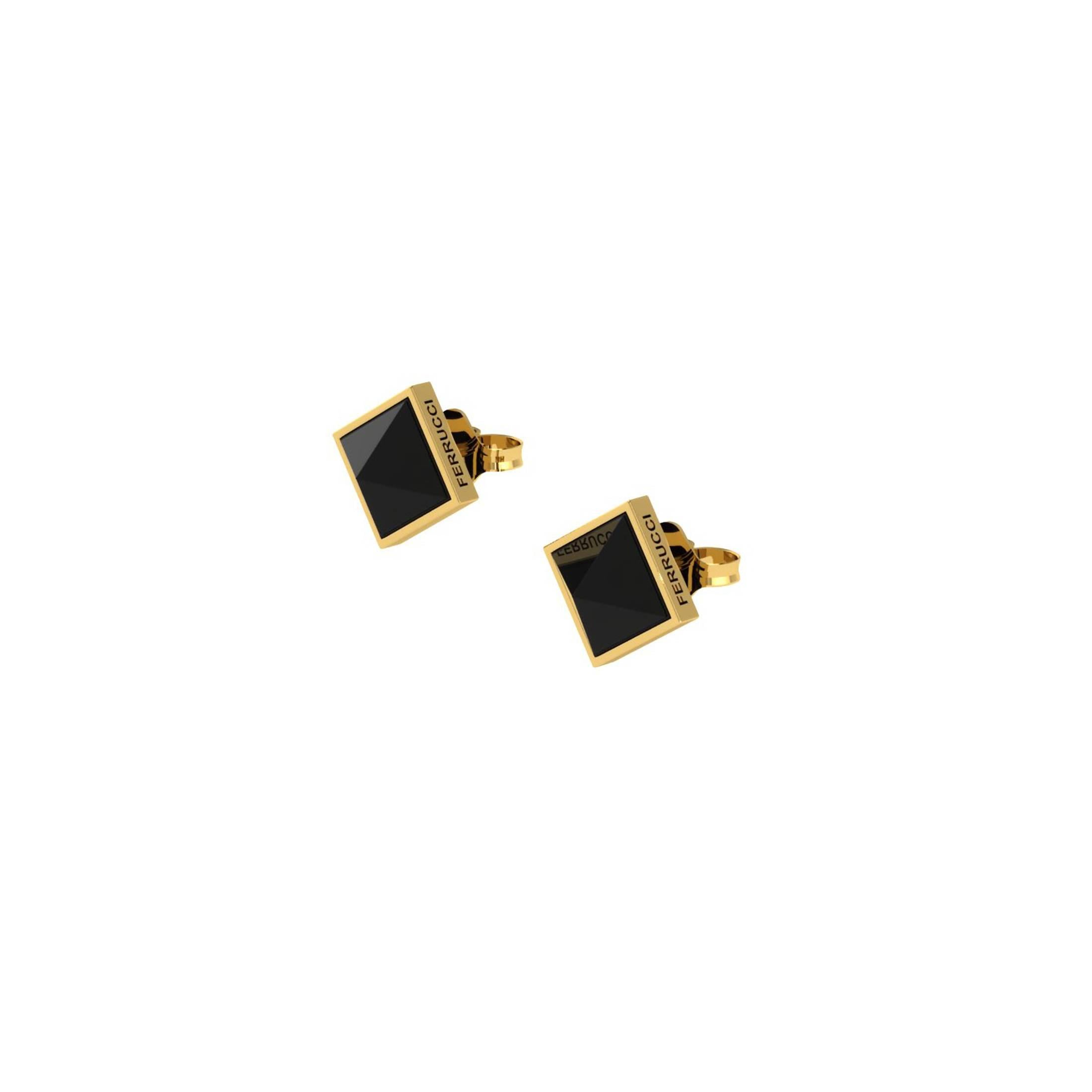 From FERRUCCI Pyramids collection, these black onyx cut, set in 18k yellow gold stud earrings, hand made in New York city by Italian master jeweler Francesco Ferrucci, an Art Deco inspire design, elegant but light for every occasion, easy to wear
