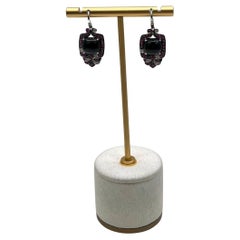 Boucles d'oreilles Onyx noir Rouge Rose Rubis Blanc Diamants Halo Set 14K or blanc