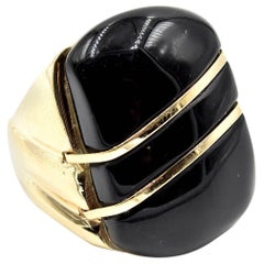 Black Onyx Ring 14 Karat Yellow Gold