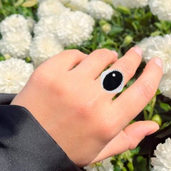 Black Onyx Ring With Diamonds 1.86 Carats Sterling Silver