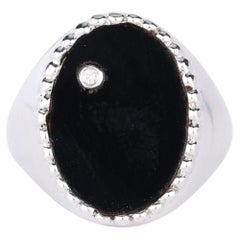 Black Onyx Ring With Diamonds 1.86 Carats Sterling Silver