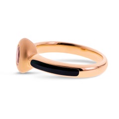 Schwarzer schwarzer Onyx & runder Brillant rosa Turmalin 18K Gold Junger Ring