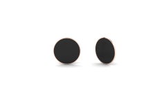 Black Onyx Round Earrings Encased in Rose Gold