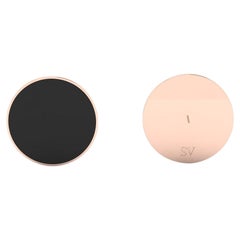 Black Onyx Round Earrings Encased in Rose Gold