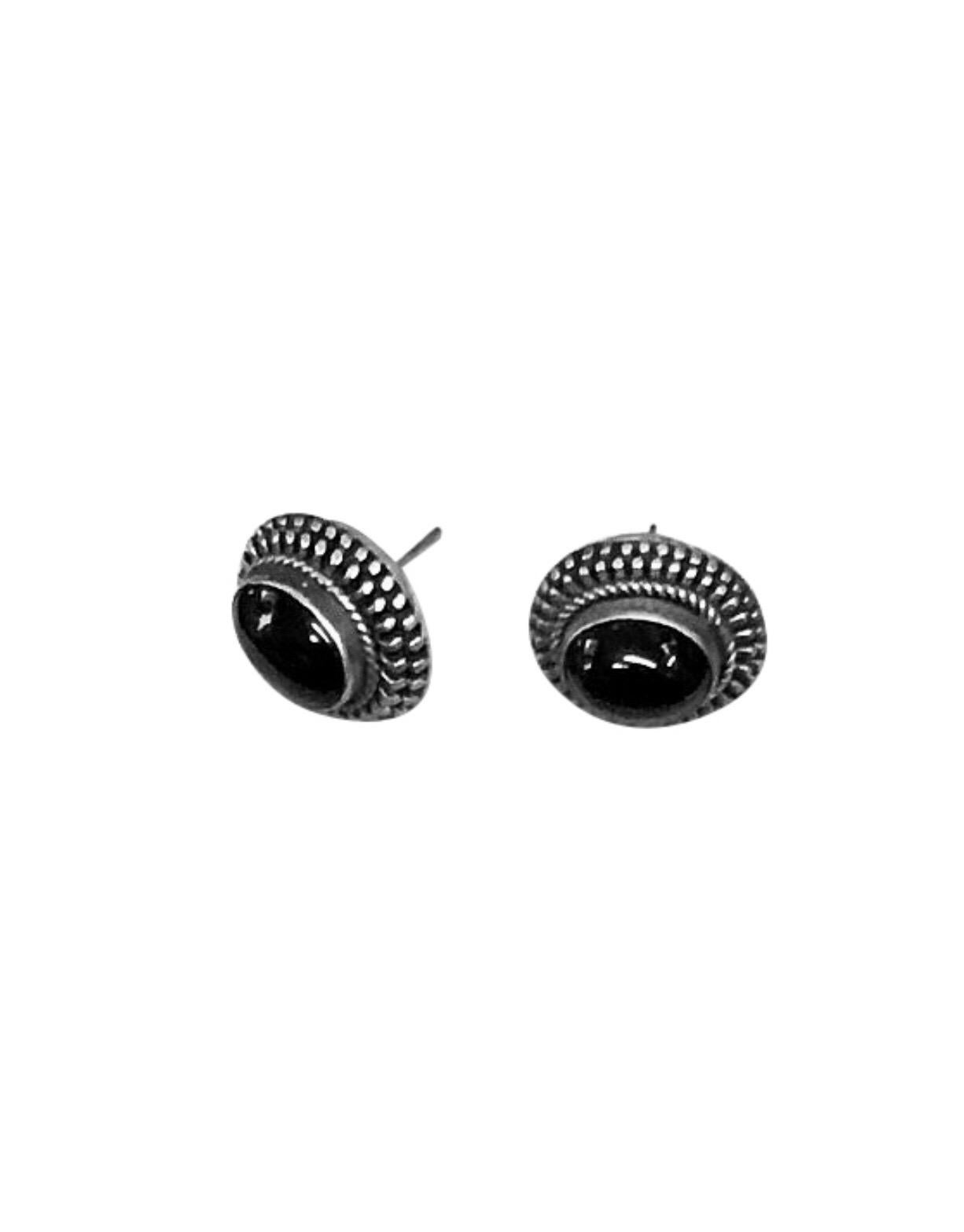 Oval Cut Exolette Black Onyx Sterling Pendant Necklace Earring Set For Sale