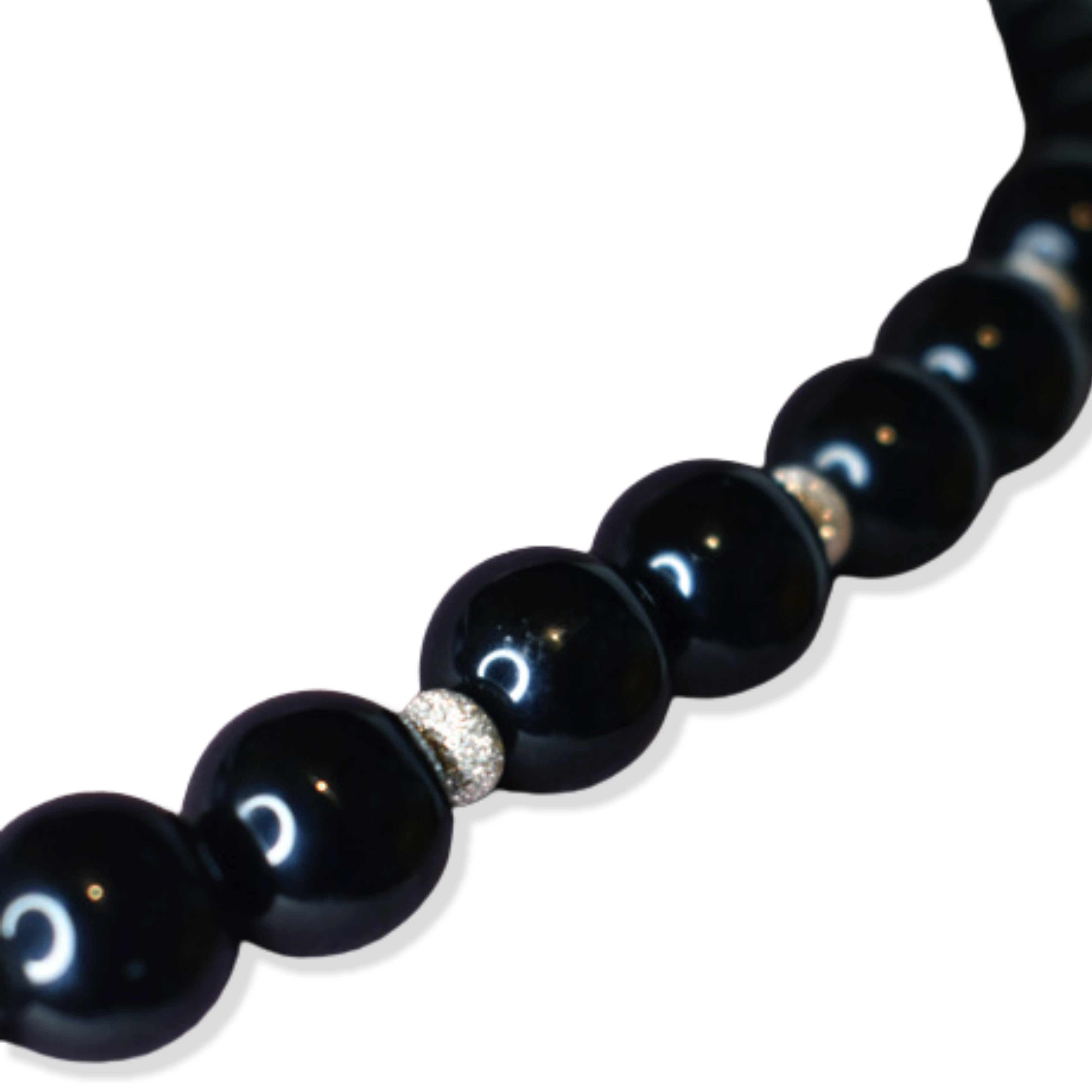 Collana di perline in onice nero e argento sterling In condizioni Nuovo in vendita a London, GB