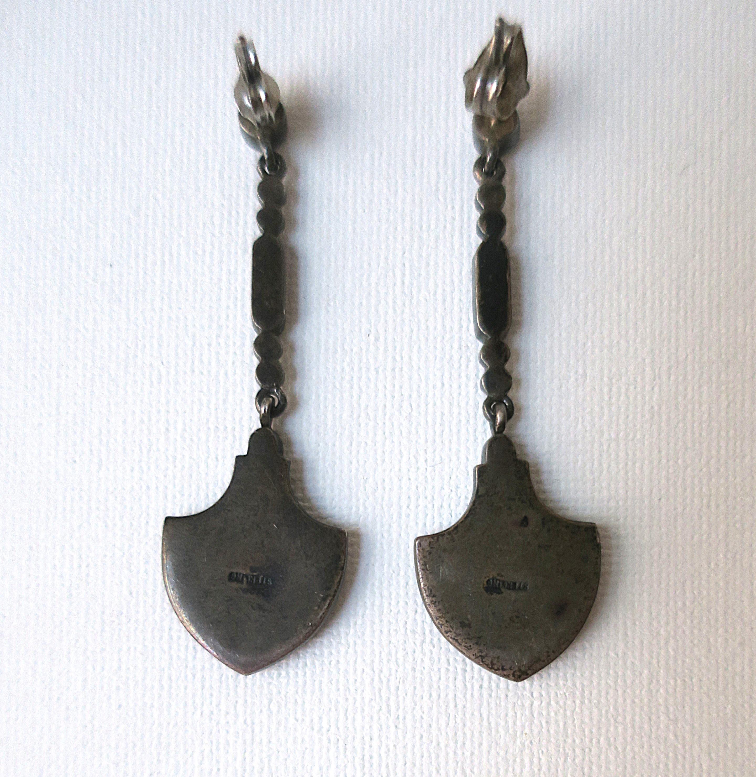 Black Onyx Sterling Silver Dangle Earrings For Sale 1