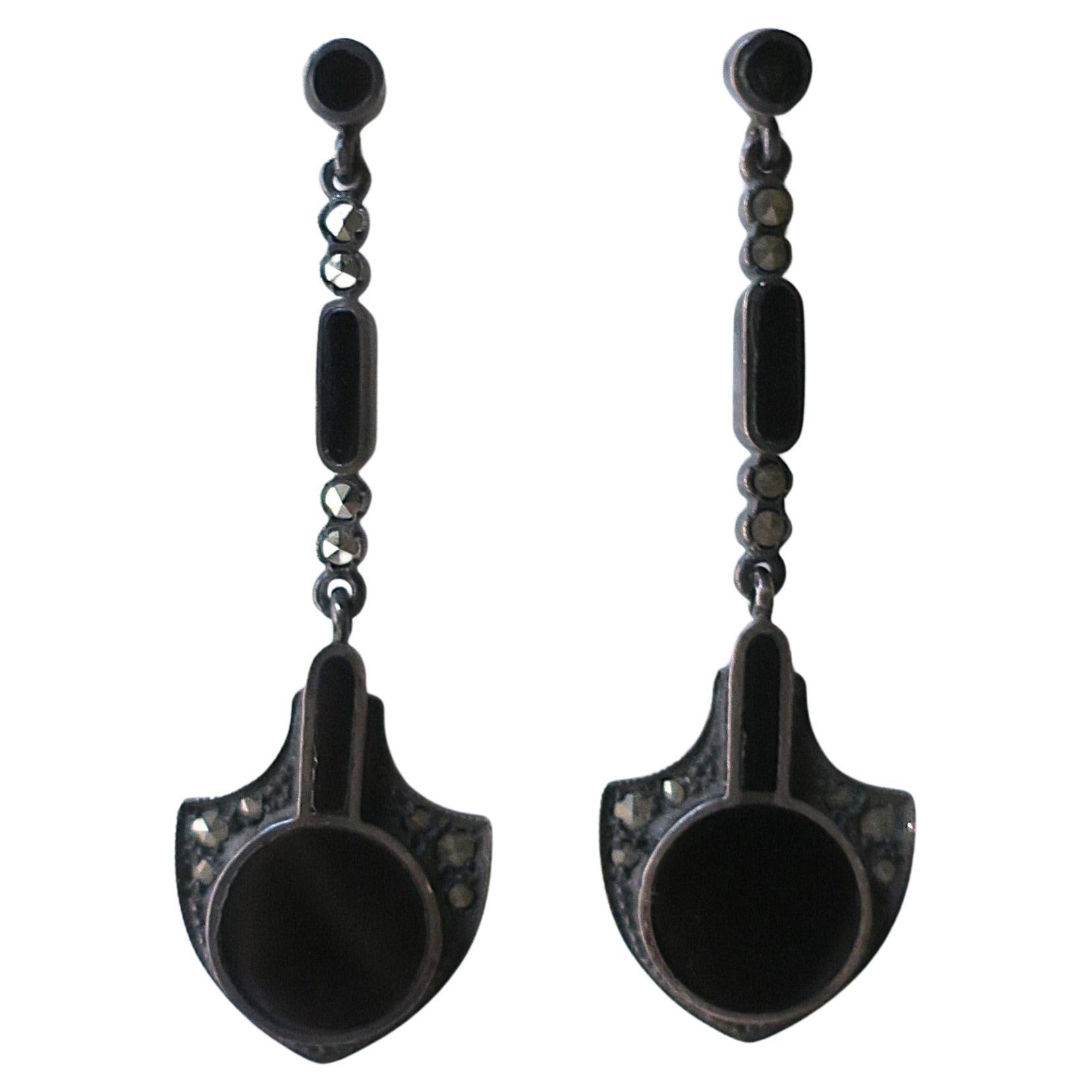 Black Onyx Sterling Silver Dangle Earrings