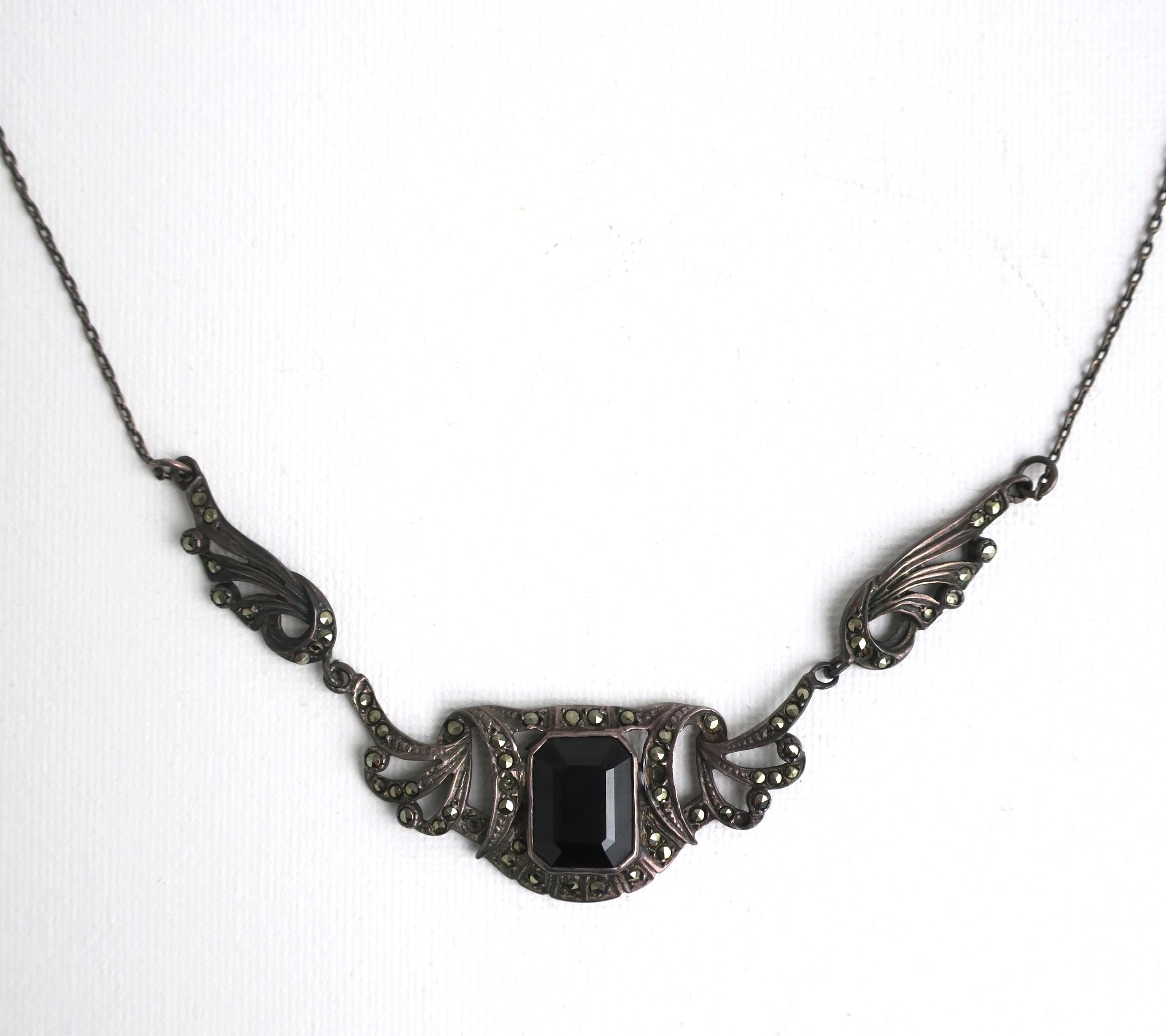 Black Onyx Sterling Silver Necklace For Sale 1