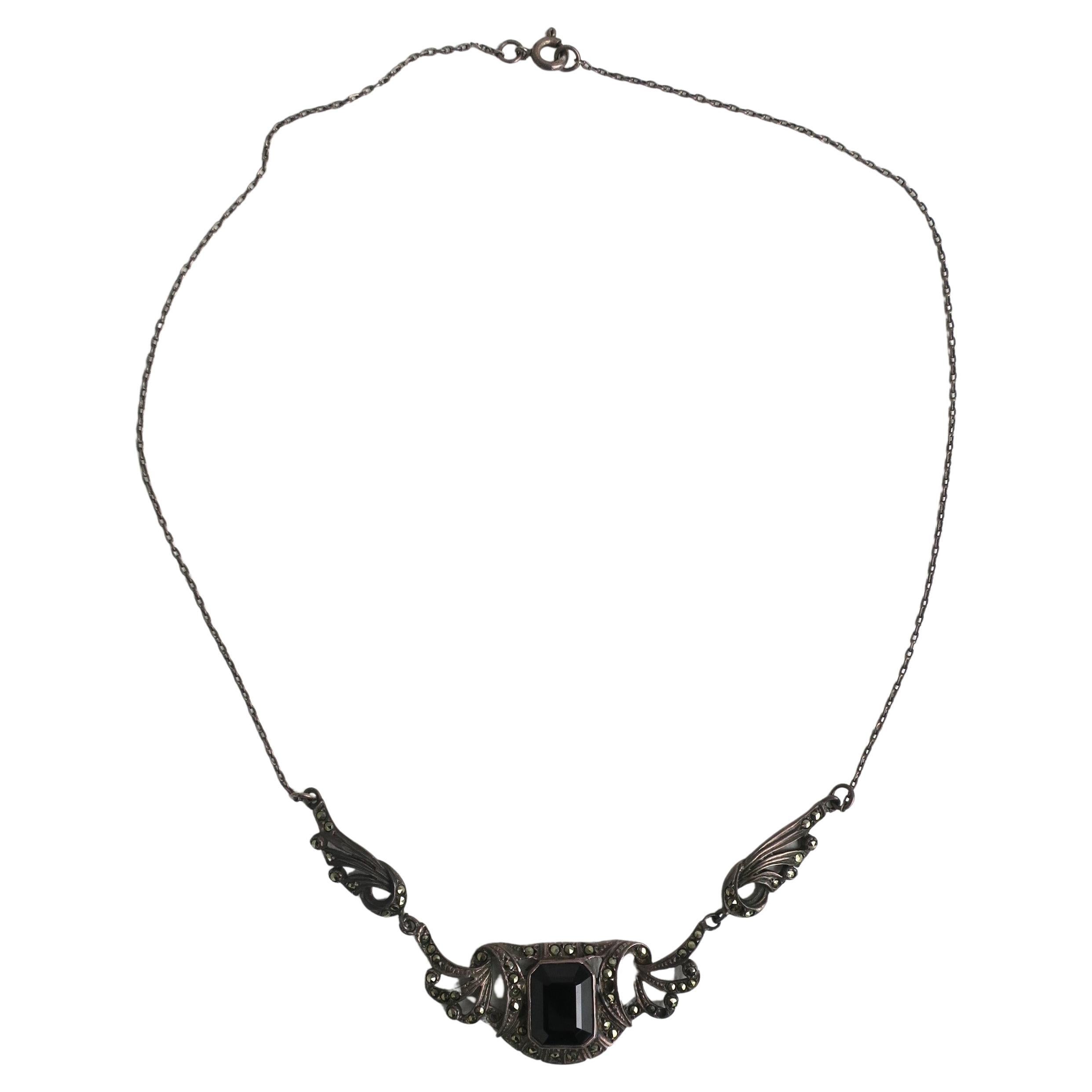Black Onyx Sterling Silver Necklace