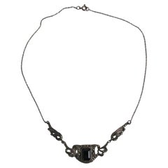 Collier d'argent en onyx noir