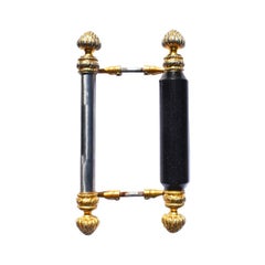 Black Onyx Stone Shower Door Handle Bar Pulls Used Sherle Wagner, circa 1970s