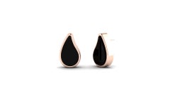 Black Onyx Teardrop and Rose Gold Earrings