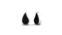 Black Onyx Teardrop and White Gold Earrings
