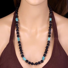 Black Onyx & Turquoise Necklace with Diamonds