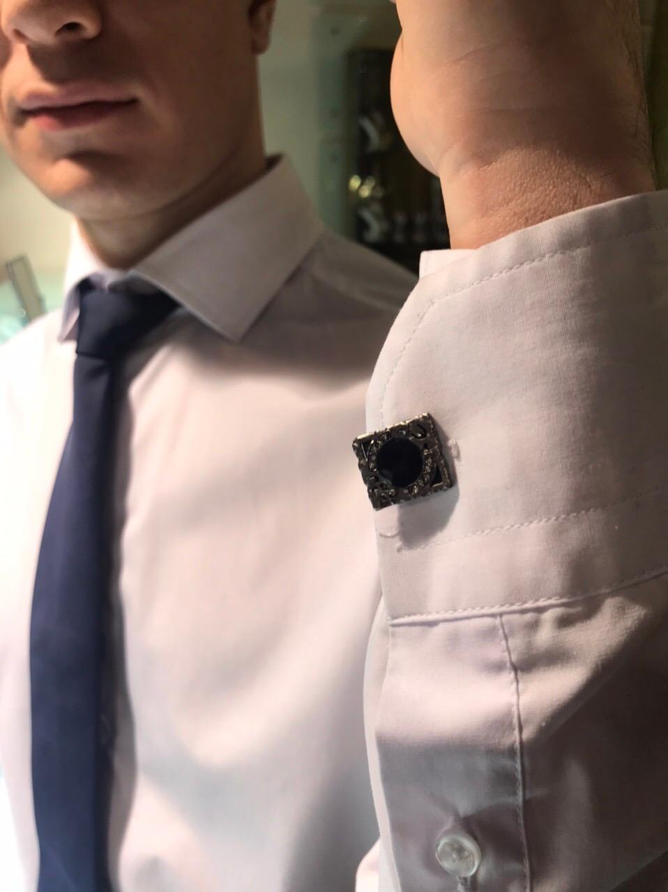 Black Onyx White Diamond Fabulous 18 Karat White Gold Cufflinks In New Condition For Sale In Montreux, CH