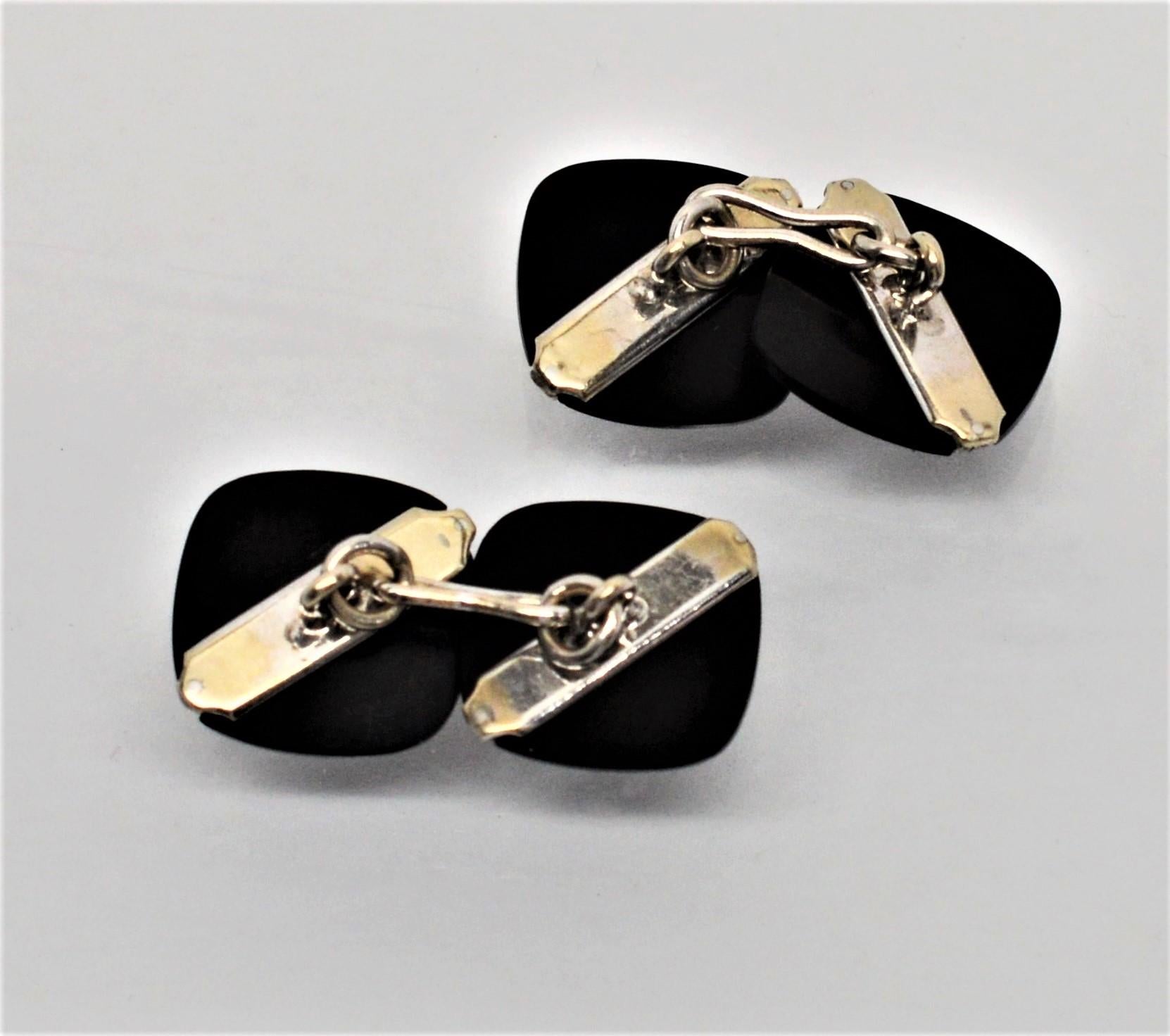 Women's or Men's Black Onyx White Gold Diamond Cufflinks