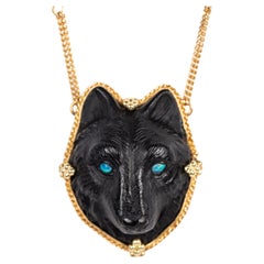 Black Onyx Wolf Necklace