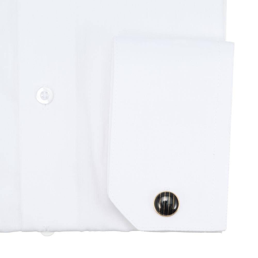 Black Onyx Yellow Gold Domed Cufflinks  For Sale 1