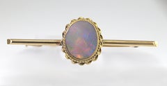 Black Opal, 10K Yellow Gold Bar Brooch