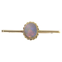 Black Opal, 10K Yellow Gold Bar Brooch