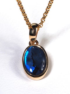 Black Opal 18K Gold Necklace Australian Opal One of a Kind