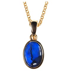Black Opal 18K Gold Necklace Australian Opal One of a Kind
