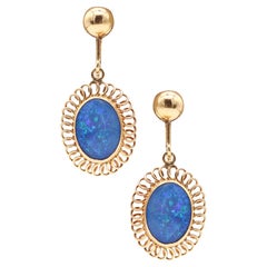 BLACK OPAL 1940 Boucles d'oreilles pendantes en or jaune 14Kt