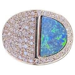 Black Opal 2.36 carat and Diamond Ring in 18k Yellow Gold