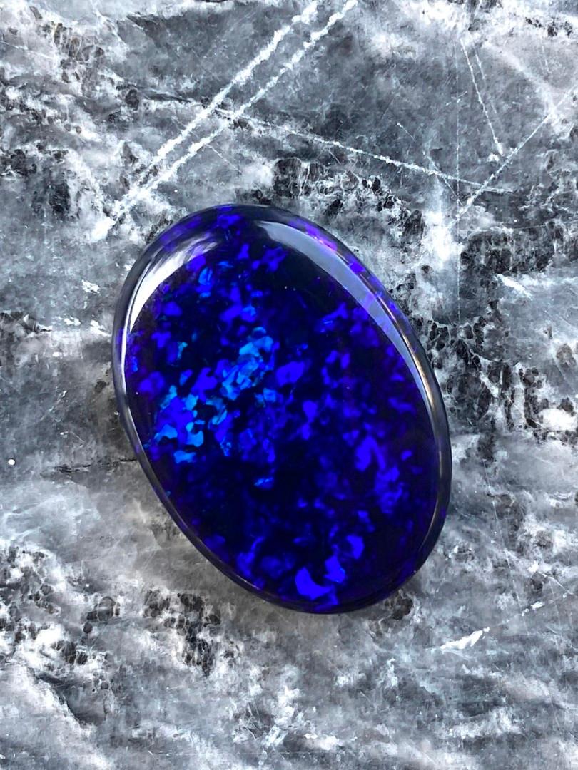 Artisan Black Opal 8.10 Ct Natural Australian Stone Ink Ultramarine Blue Gem report For Sale