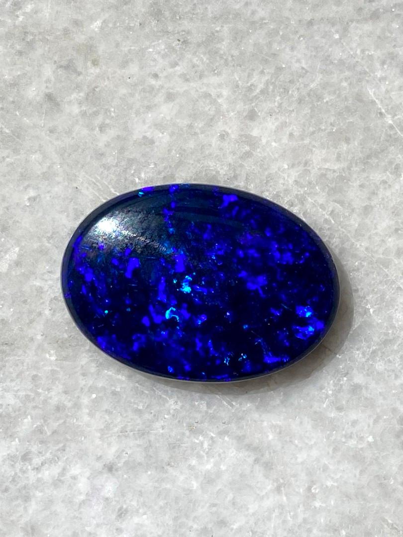 Cabochon Black Opal 8.10 Ct Natural Australian Stone Ink Ultramarine Blue Gem report For Sale