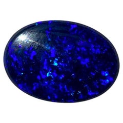 Black Opal 8.10 Ct Natural Australian Stone Ink Ultramarine Blue Oval Cabochon