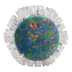 Black Opal and Diamond Cocktail Ring in Platinum