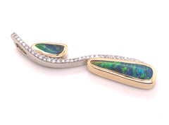 Black Opal and Diamond Freeform Pendant