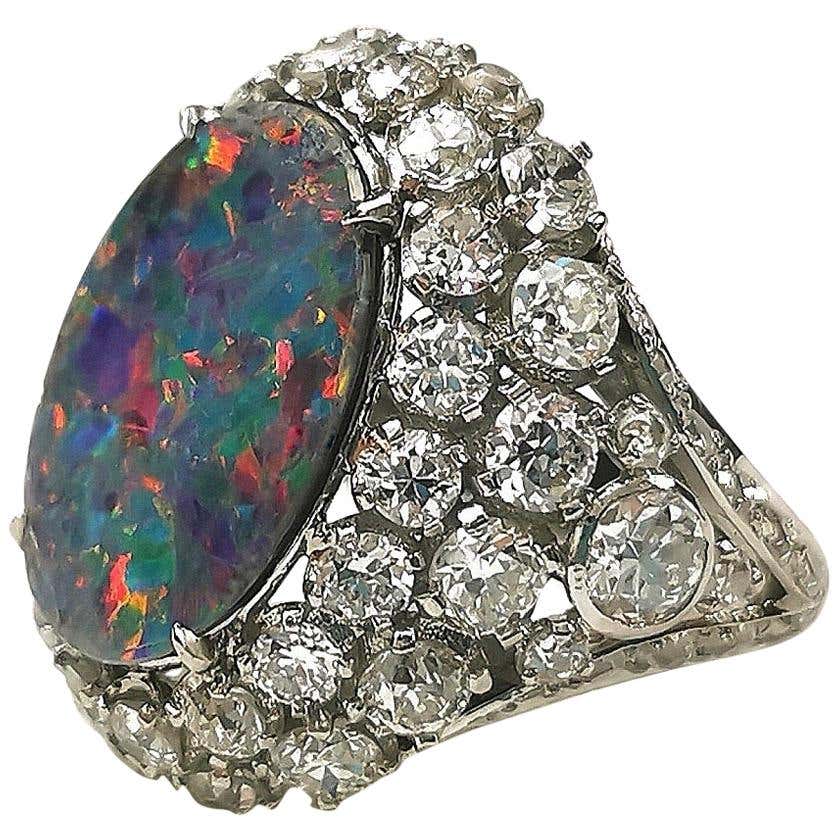 CARTIER Magnificent Black Opal Ring at 1stdibs