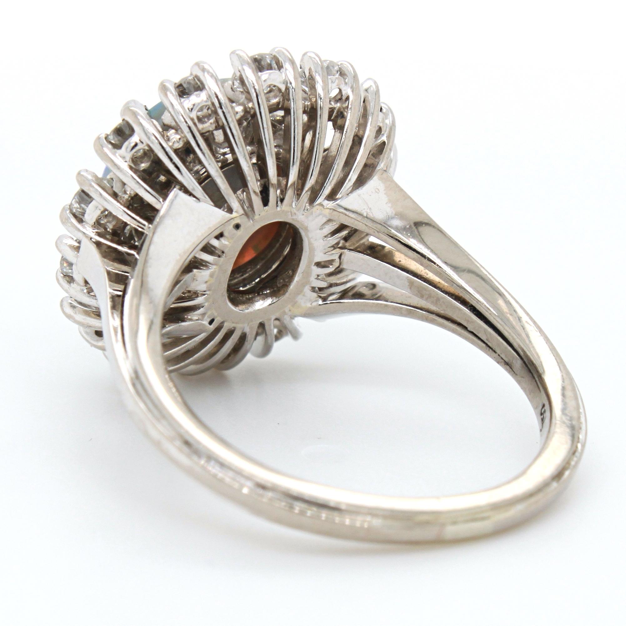 Women's or Men's Black Opal and Diamond Ring, by Meister