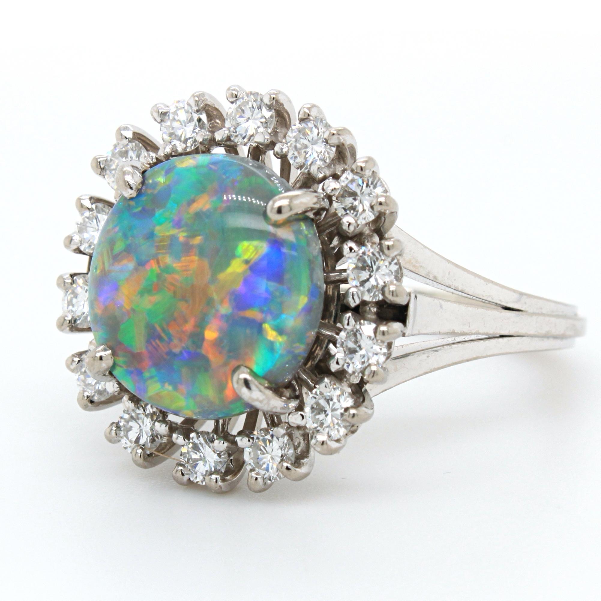 Black Opal and Diamond Ring, by Meister 1