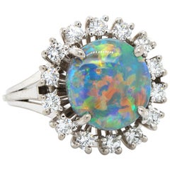 Vintage Black Opal and Diamond Ring, by Meister