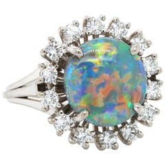 Ring mit schwarzem Opal und Diamant, von Meister