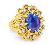 Black Opal And Diamond Ring