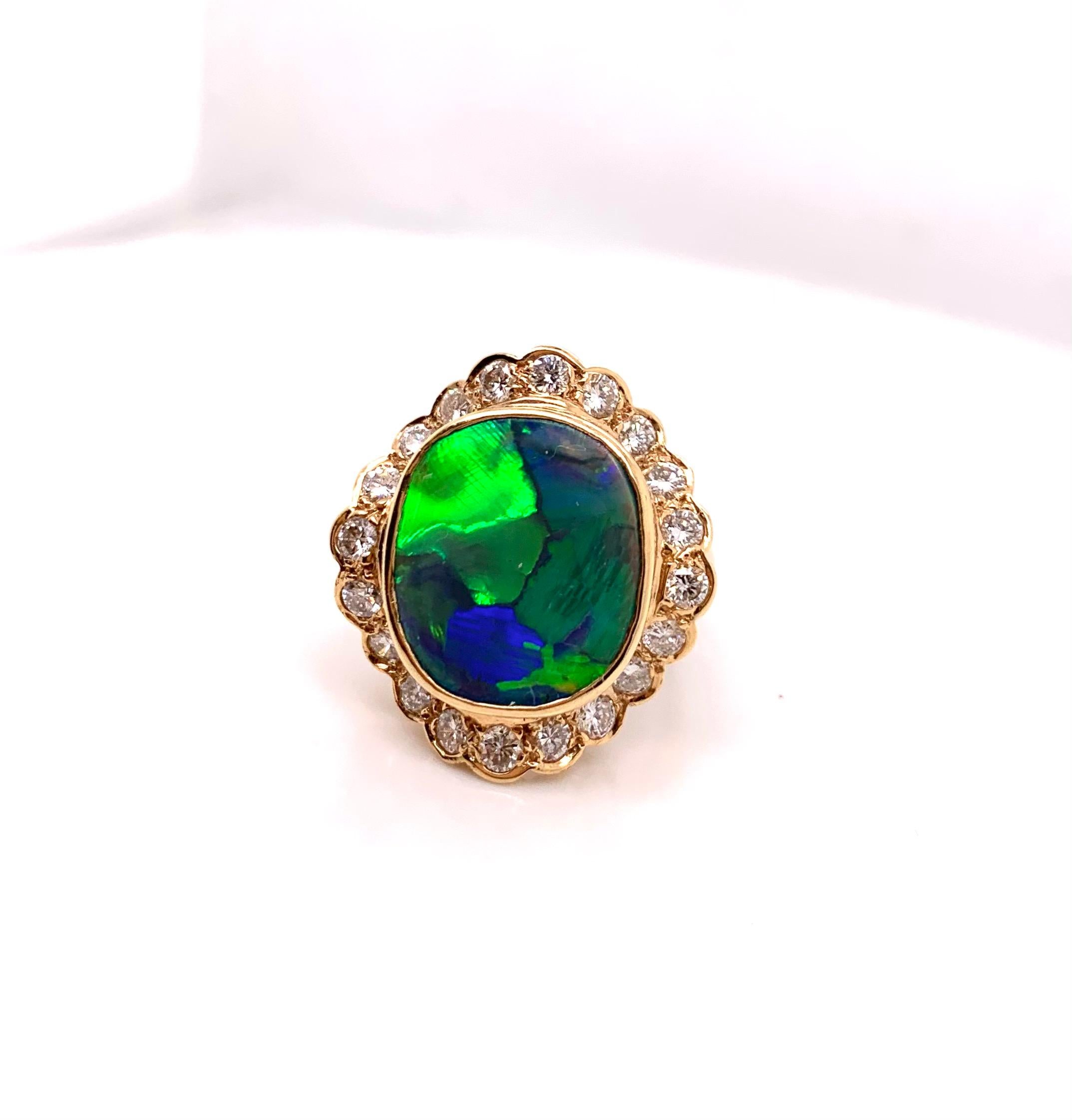 Black Opal and Diamond Ring For Sale 1