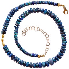 Black Opal Beaded Necklace with 18 Karat Gold Beads