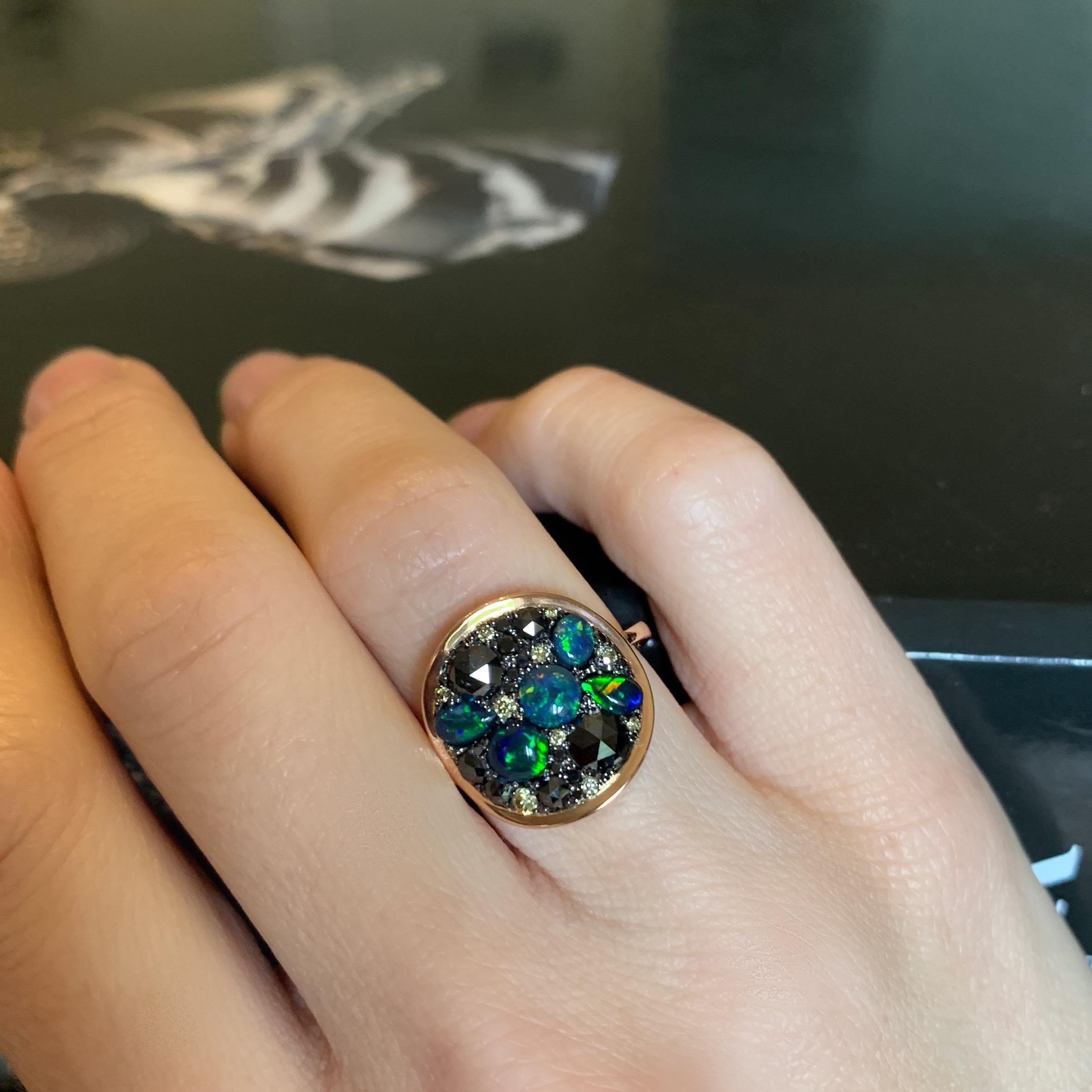 Black Opal Black Diamond Cocktail Ring 6