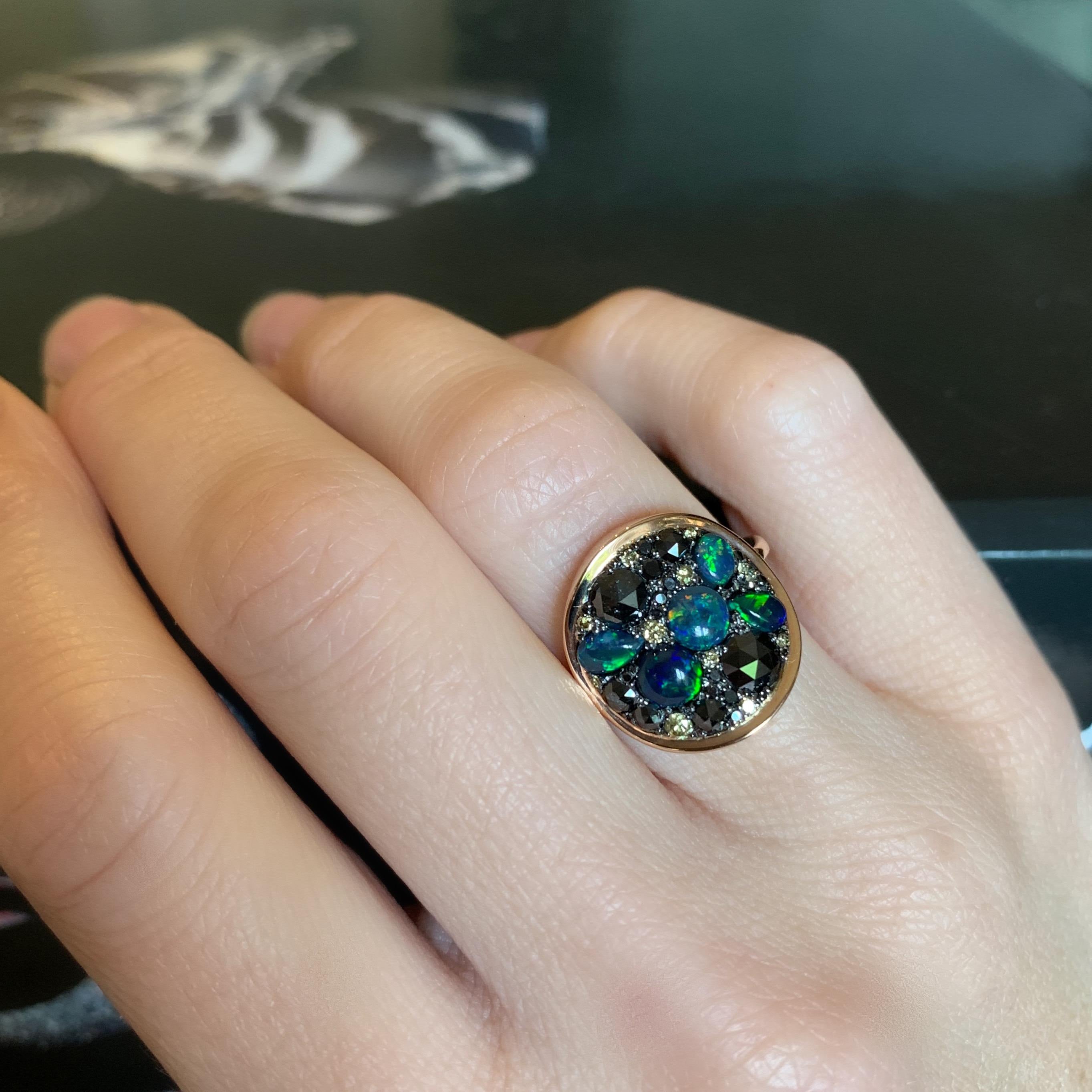 Black Opal Black Diamond Cocktail Ring 7