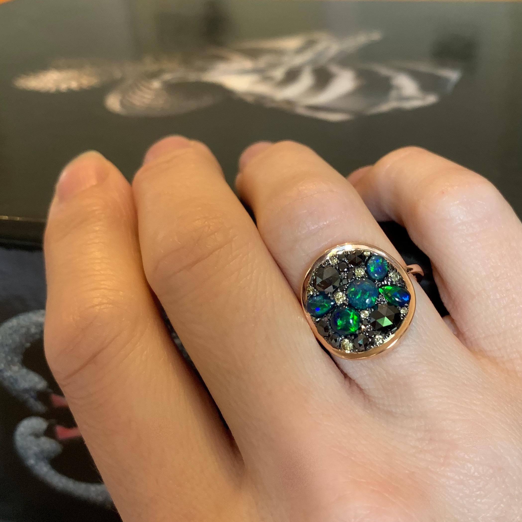 Black Opal Black Diamond Cocktail Ring 8