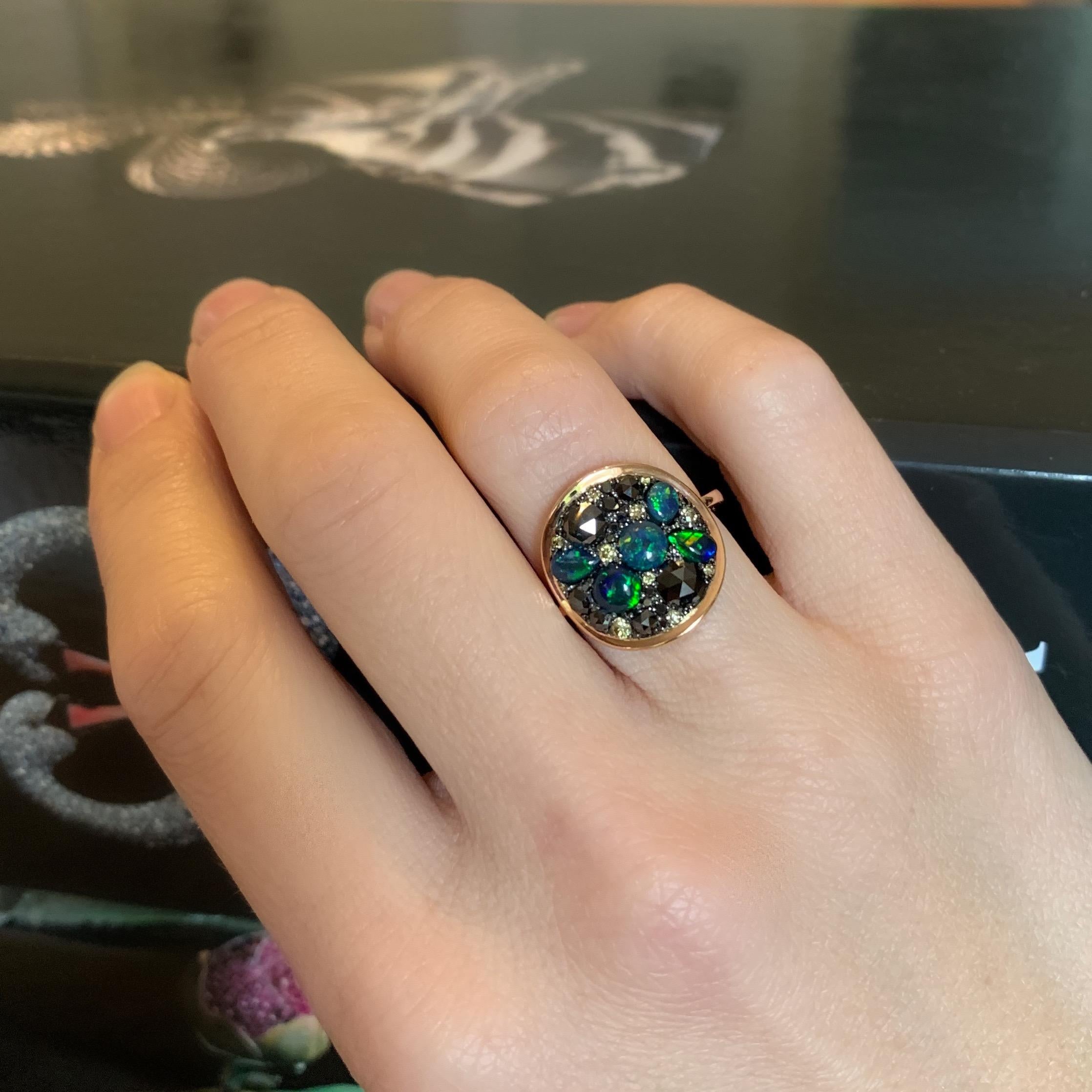 Black Opal Black Diamond Cocktail Ring 9
