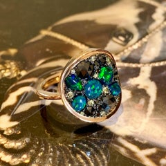 Black Opal Black Diamond Cocktail Ring