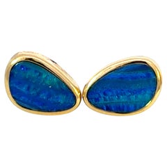 Black Opal Composite 14K Yellow Gold Earrings